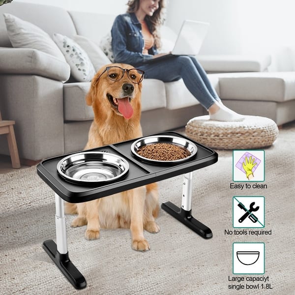 Elevated Dog Bowls Raised Food and Water Bowls with Adjustable Stand - Bed  Bath & Beyond - 38102395