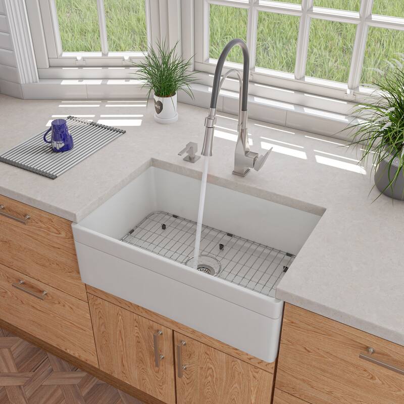 Brushed Nickel Square Kitchen Faucet with Black Rubber Stem