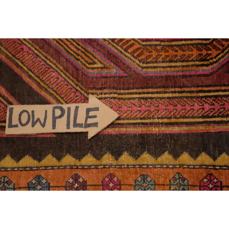 Hand Knotted Oriental 100% Wool Carpet Traditional Tribal Brown Ardebil Runner Rug - 9' 5'' X 3' 10''