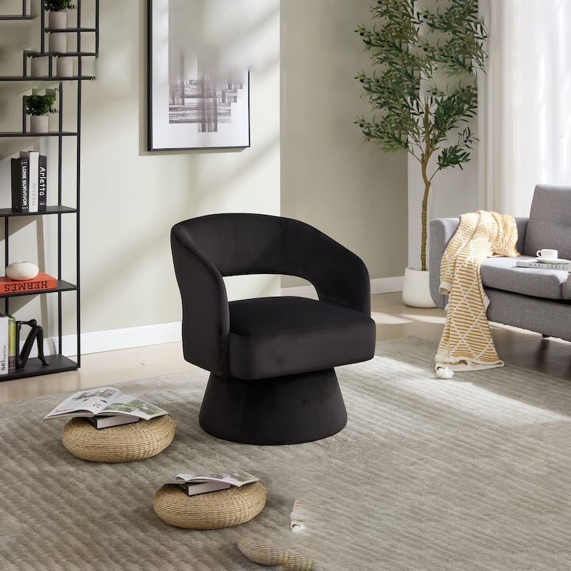 Swivel Barrel Chair, Velvet Accent Armchair 360 Degree Swivel Club Chair for Living Room Bedroom Reception Room