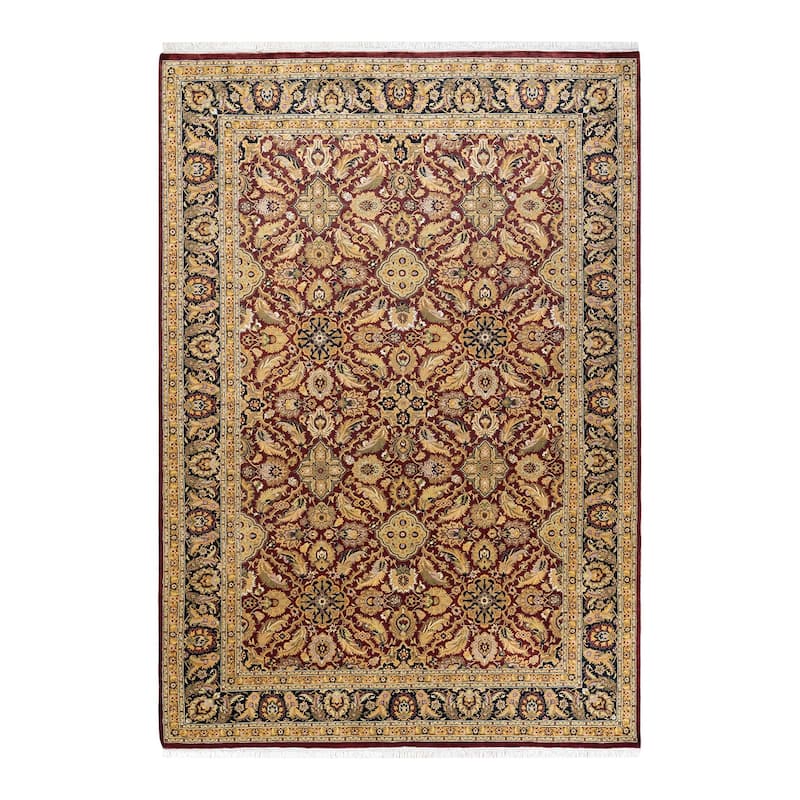 Overton Handknotted Wool Traditional Oriental Red Area Rug - 6' x 9' - Burgundy - 6' x 9'