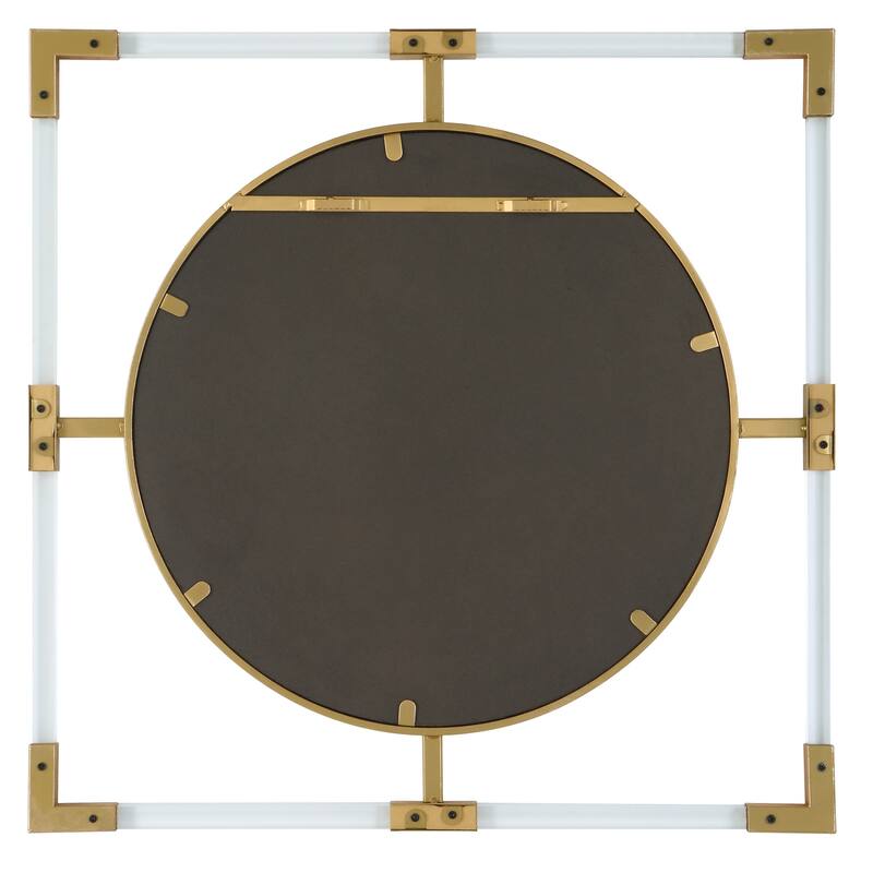 Solid Bars Beveled Square Wall Mirror - 24" - Gold and Clear
