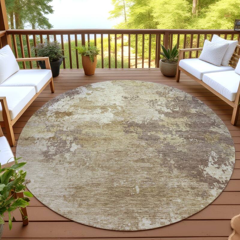 Machine Washable Indoor/ Outdoor Modern Contemporary Chantille Rug - Wheat - 8' x 8'