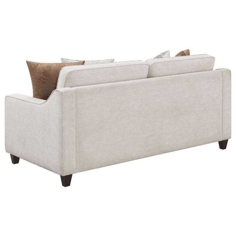 Kristy 2pc Modern Sofa Set, Sloped Track Arms, Beige Chenille