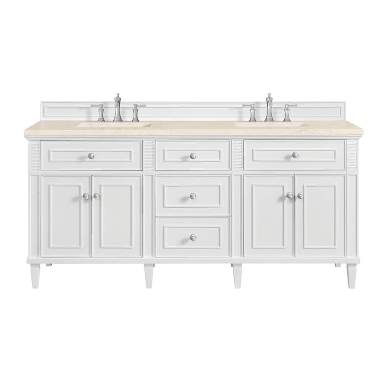 James Martin Vanities 424-V72-3EMR Lorelai 72" Double Basin Wood - Bright White - Painted