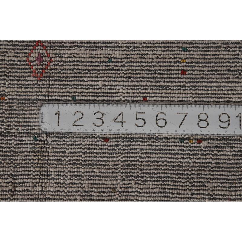 Hand Knotted Oriental 100% Wool Carpet Tribal Tribal Greys & Charcoal Gabbeh Area Rug - 9' 11'' X 7' 9''