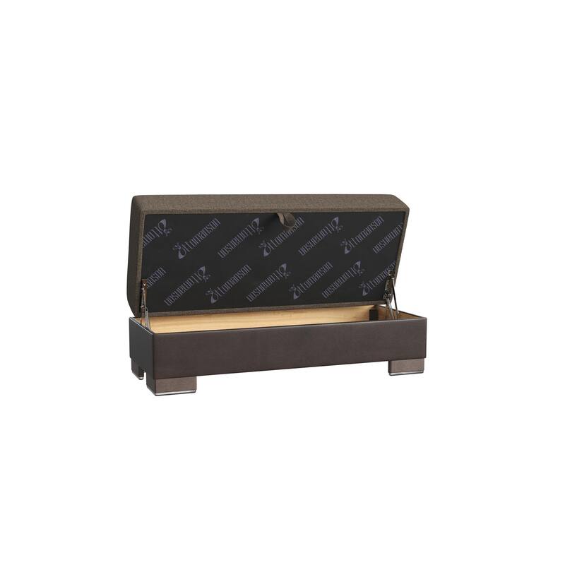 Upholstered Ottoman with Storage - Brown