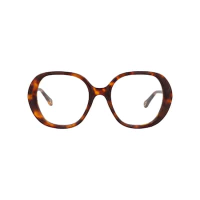 Chloé Square-Frame Bio Acetate Optical Frames, Transparent Lens, Shiny Medium Havana Frame