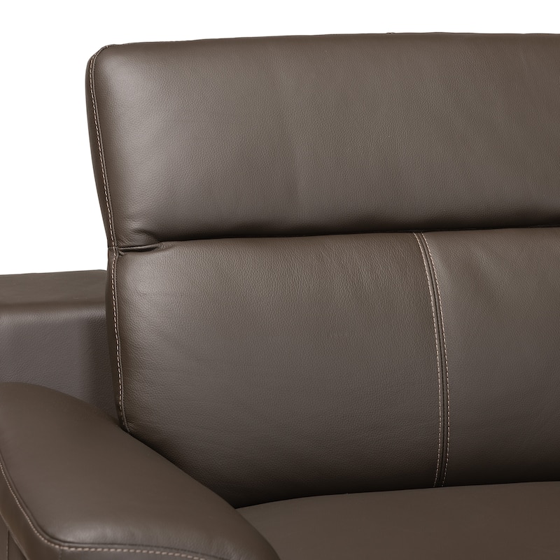 Reverie Modern Full Leather Sectional Sofa with Right Facing Chaise