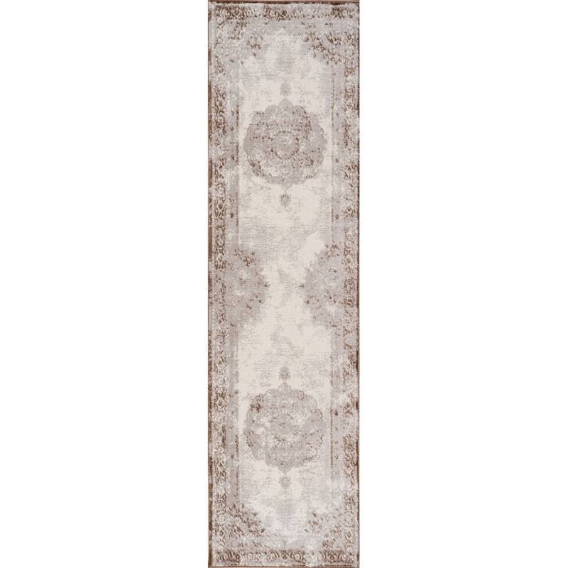 JONATHAN Y Rosalia Cottage Medallion Area Rug - 2 X 8 - Brown/Cream