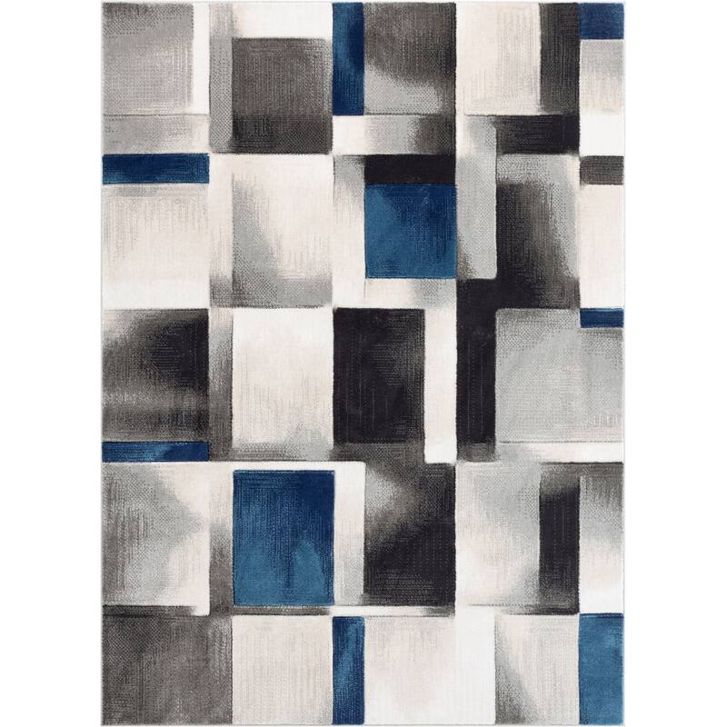 Well Woven Good Vibes Louisa Modern Geometric Area Rug - 5' 3" x 7' 3" - Blue - Rectangle