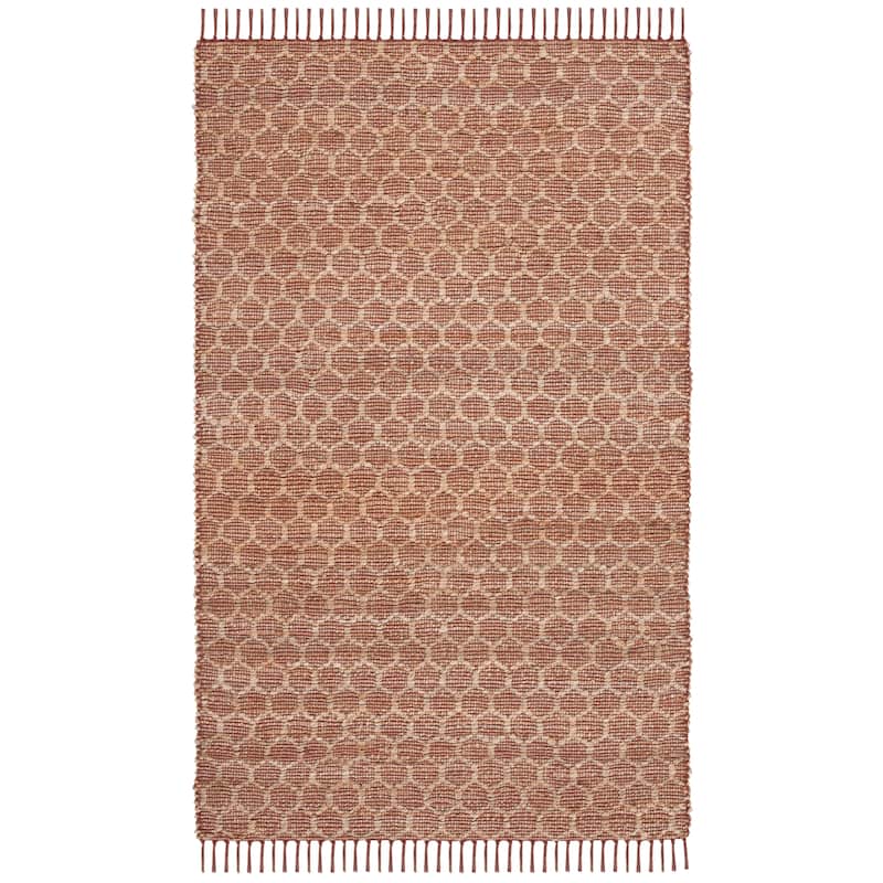 SAFAVIEH Handmade Cape Cod Zorina Coastal Jute Tassel Rug - 5' x 8' - Rust/Natural