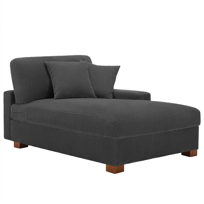 Modern Corduroy Indoor Chaise Lounge Couch with Pillows