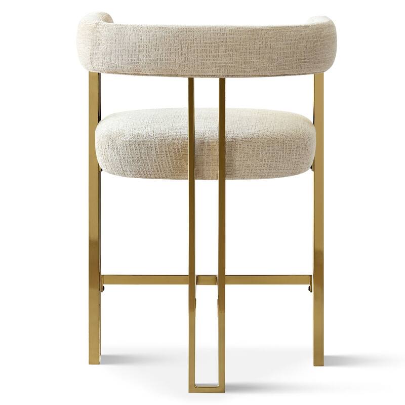 25" Seat Height Upholstered Chenille Gold Matel Counter Stool