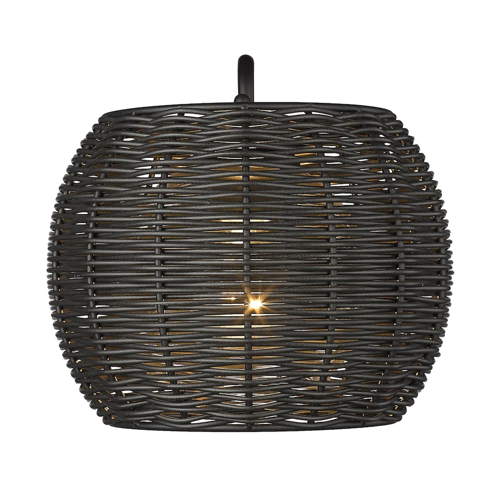 Vail 1 Light Wall Sconce - Outdoor - Natural Black with Black Rattan Wicker