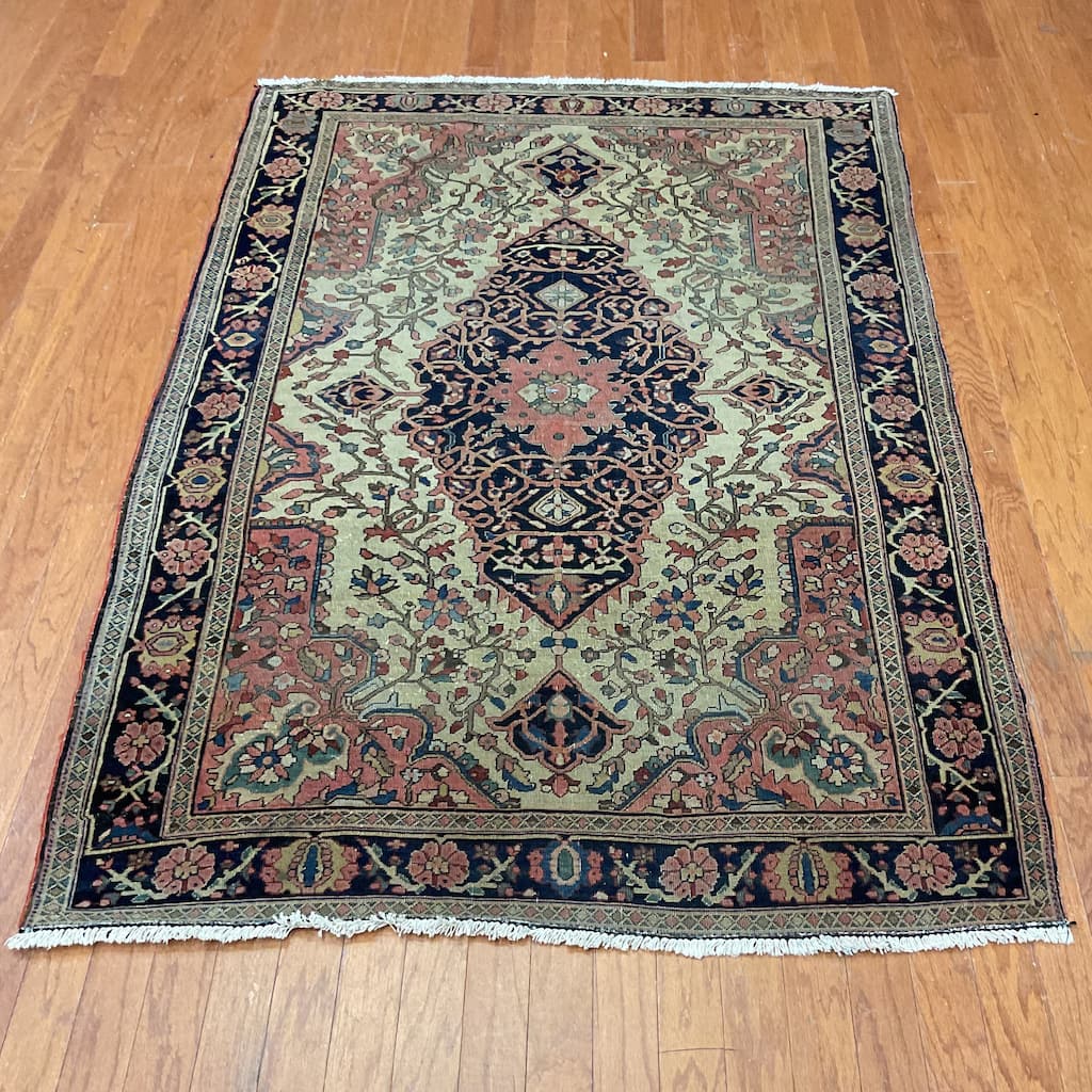 HERAT ORIENTAL Antique 1890s Farahan Wool Rug - 4'7" x 6'4"