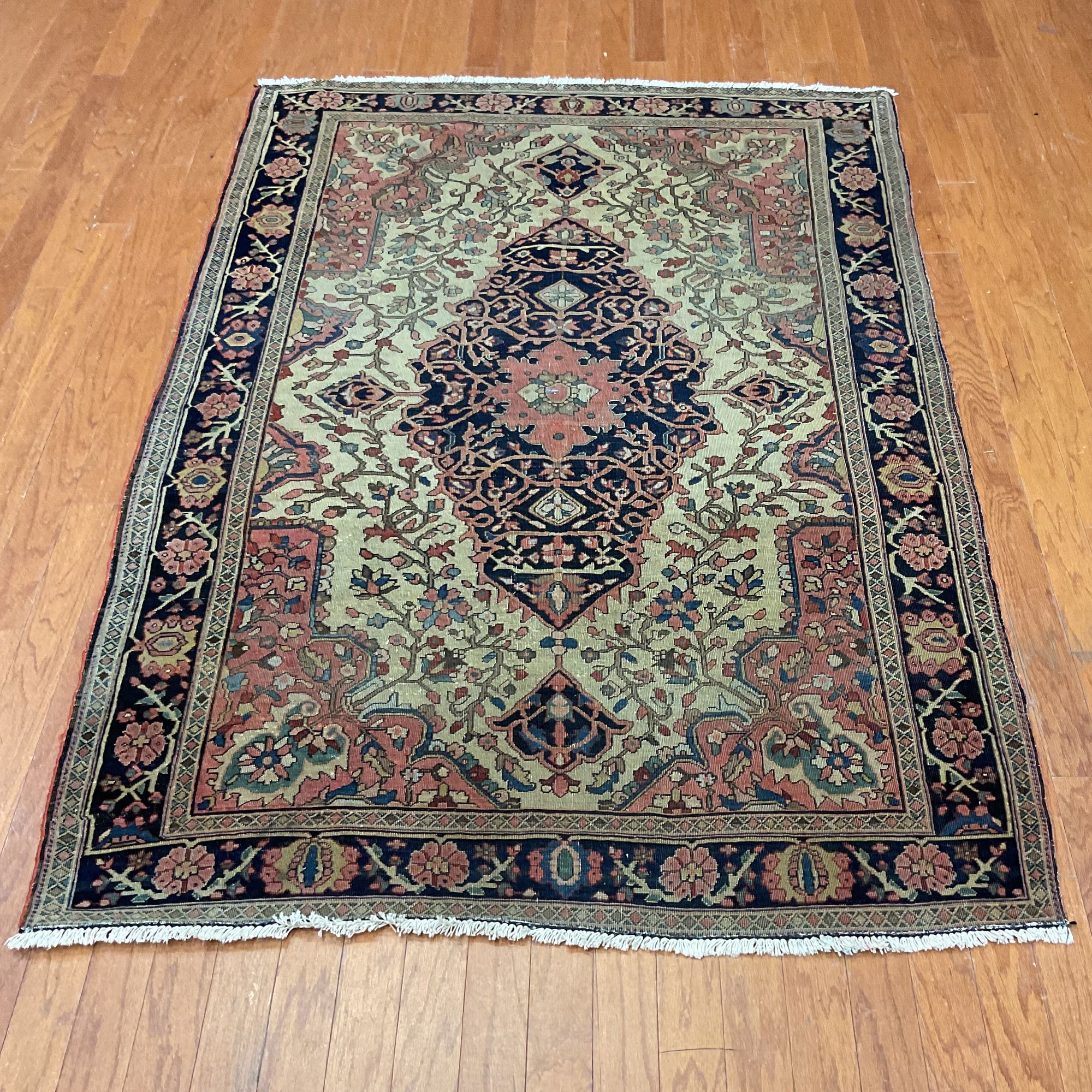 HERAT ORIENTAL Antique 1890s Farahan Wool Rug - 4'7" x 6'4"