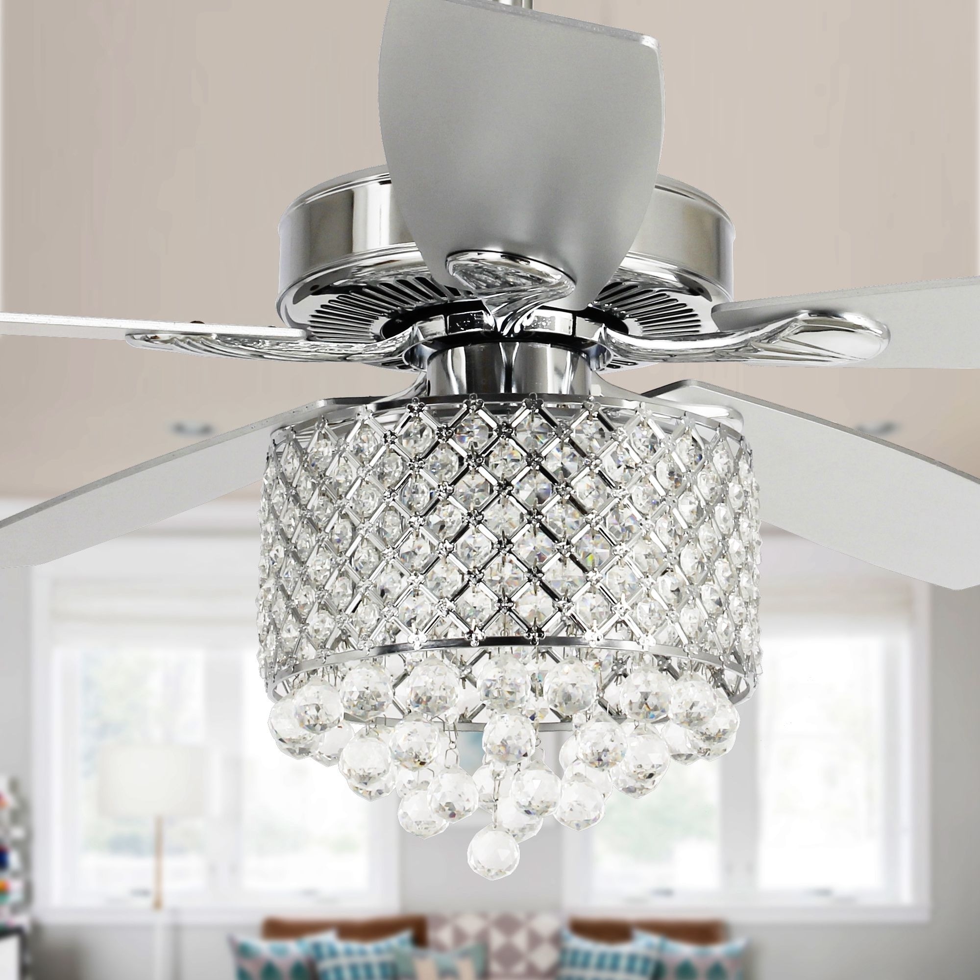 Details about   52" Crystal Ceiling Fan Light 5-Blade Living Room Home Chandelier+Remote Control 