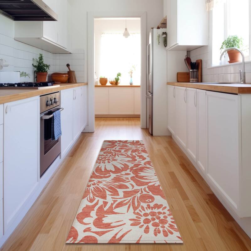 Premium Washable Super Soft Modern Floral Mayfield Rug - Salmon - 2' 3" x 7' 6" - Runner