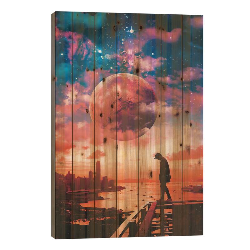 Alone Print On Wood by Marischa Becker - Multi-Color - 26x18x1.5