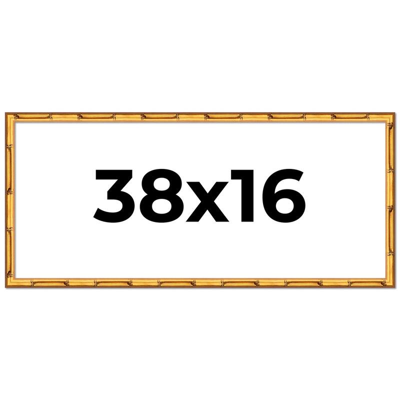 38x16 Frame Gold Bamboo Picture Frame Modern Photo Frame Includes UV Acrylic Shatter Guard Front Acid Free Foam Backing Board