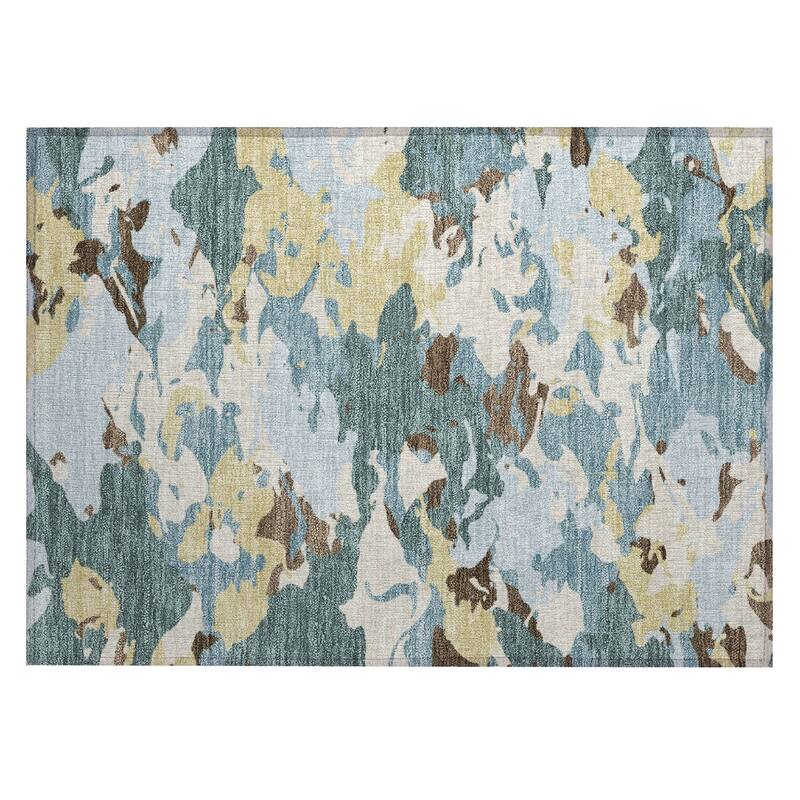 Machine Washable Indoor/ Outdoor Abstract Mexi Chantille Rug