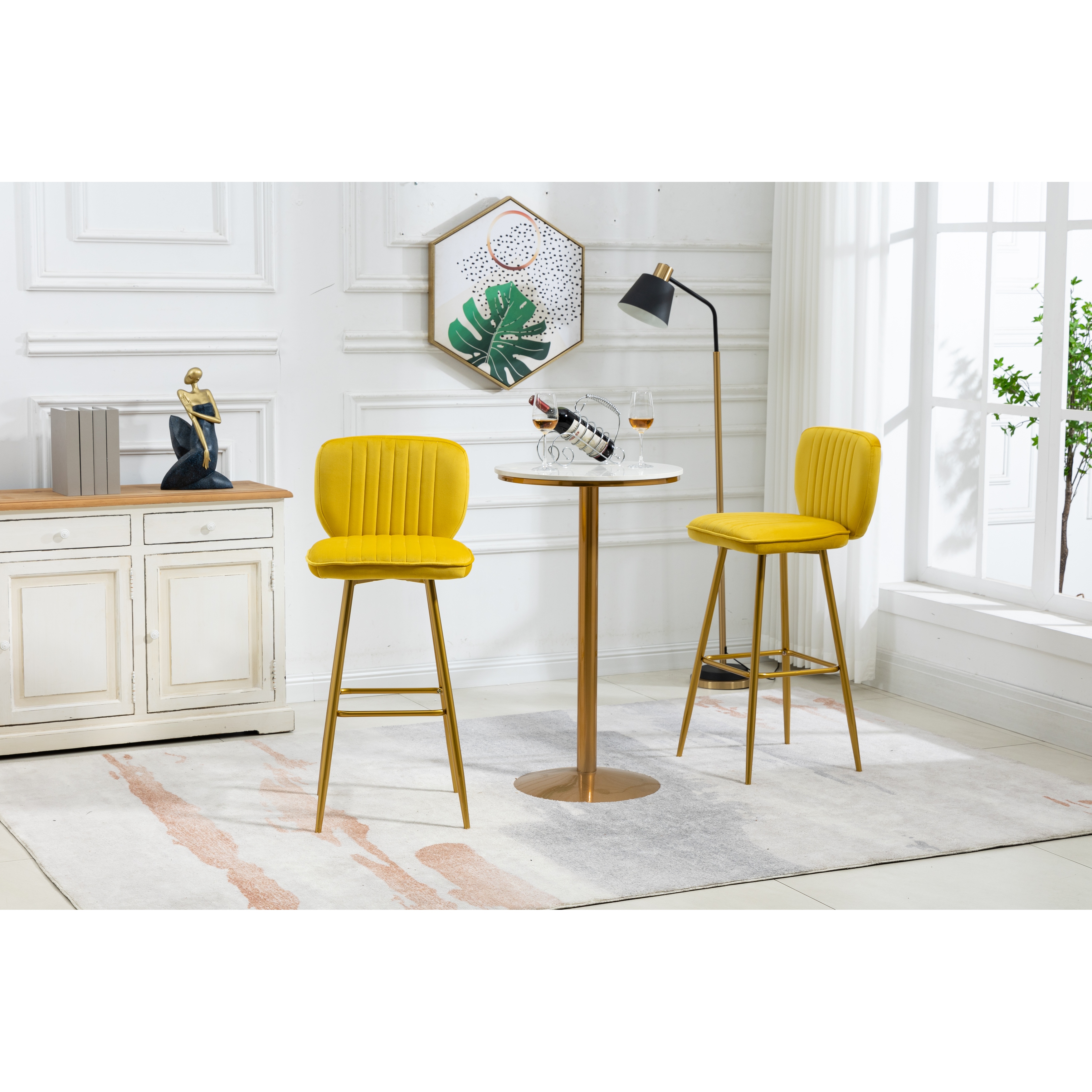 Yellow upholstered bar 2025 stools