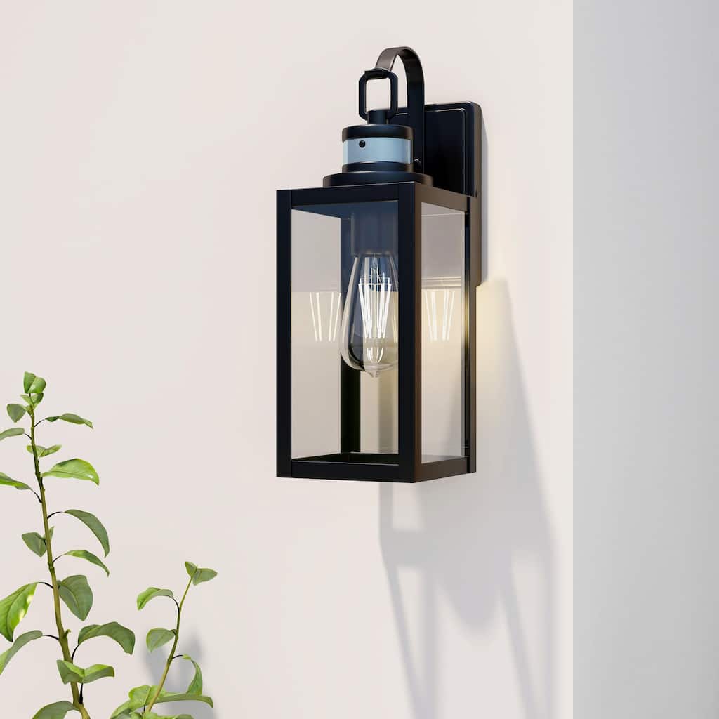 1-Light Outdoor Wall Light with Dusk to Dawn & Motion Sensor - 5"x6.6"x15"