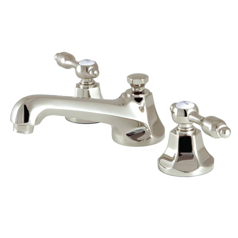 Tudor Widespread Bathroom Faucet with Brass Pop-Up in Brushed Nickel - Polished Nickel