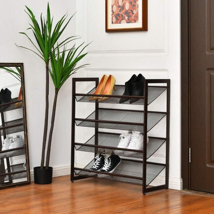 5-Tier Metal Shoe Rack Adjustable to Flat or Slant Shoe Organizer Holder  Stand Shelves Stackable for Entryway Bedroom - Bed Bath & Beyond - 30328948