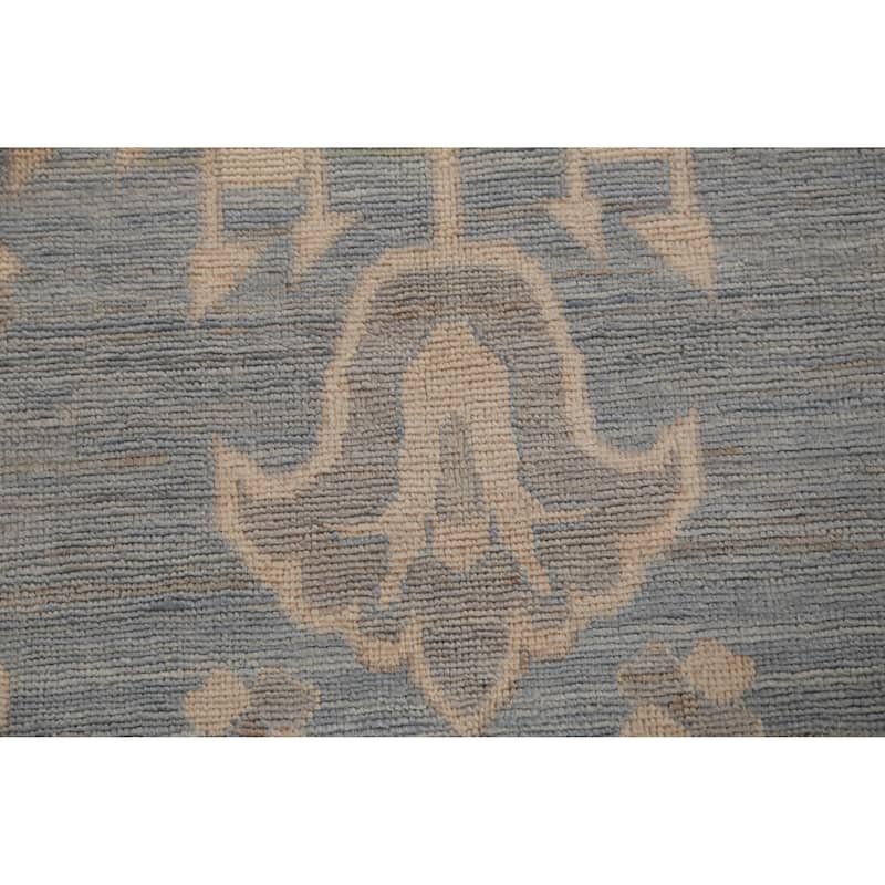 Hand Knotted Oriental 100% Wool Carpet Transitional Medallion Navy Blue & Blues Oushak Area Rug - 11' 10'' X 9' 0''