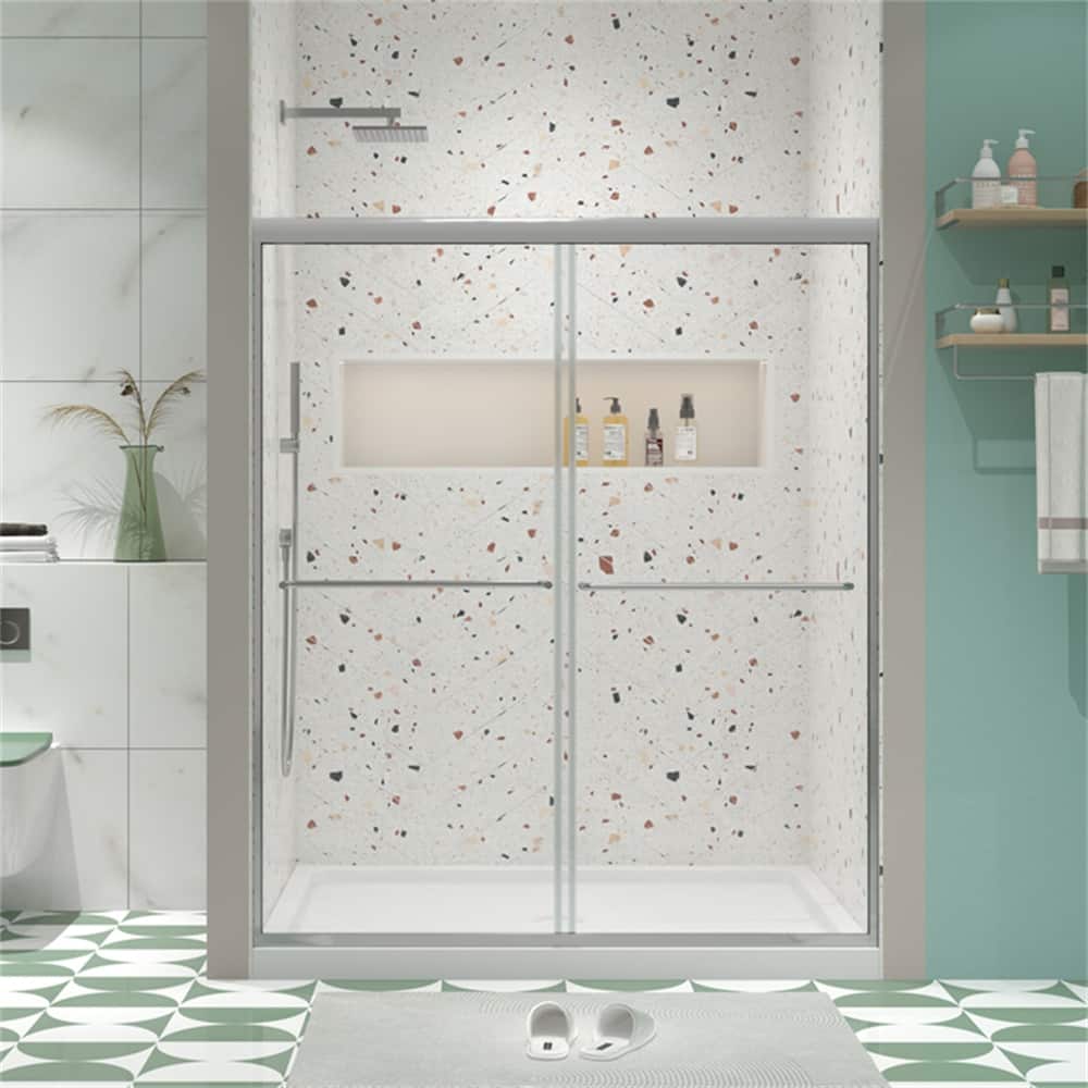 Bathroom Shower Sliding Door with 1/4" Tempered Glass