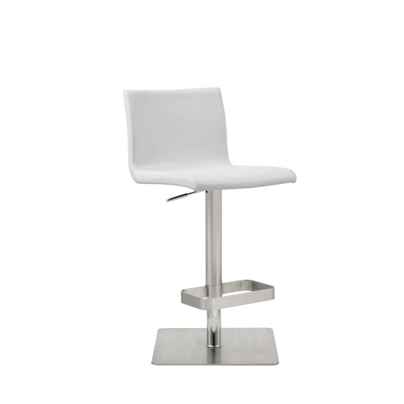 HomeRoots 32" White And Silver Stainless Steel Counter Height Bar Chair With Footrest - 16.5