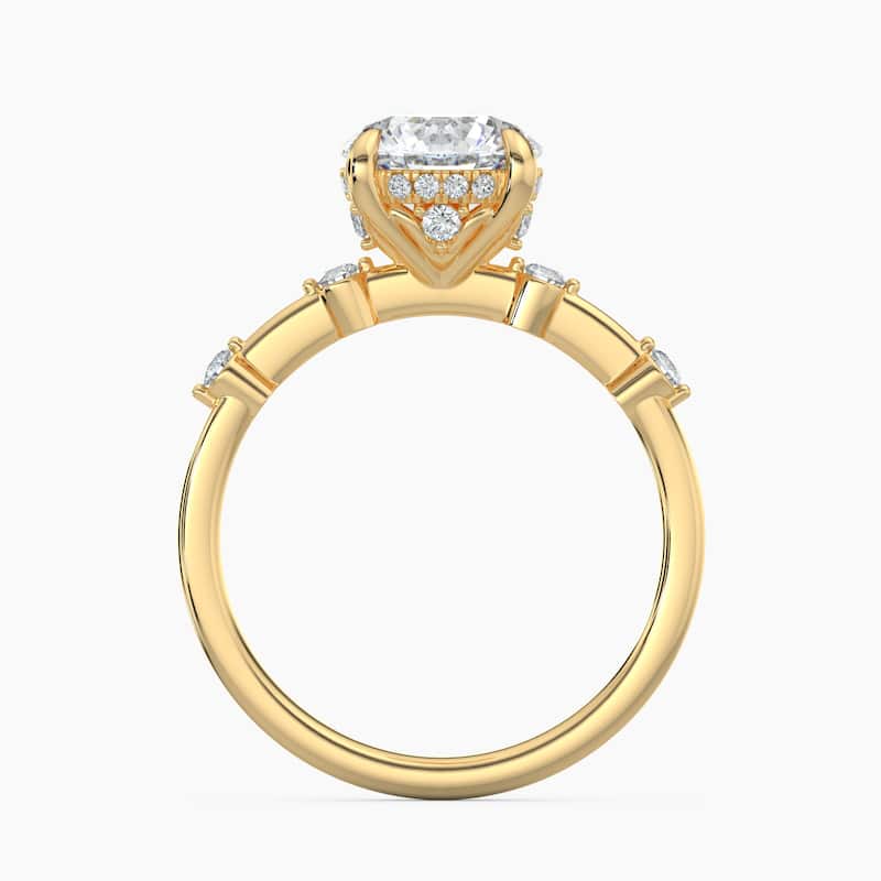 Auriya 14k Gold Petite Diamond Station Round Lab Grown Hidden Halo Engagement Ring 1.00 to 5.00 ct. tw.(F-G, VS)