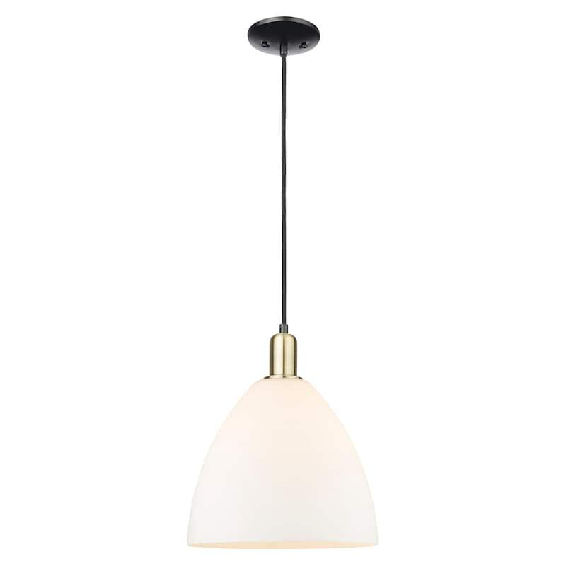 Innovations Lighting Endless Possibilities Arcadia - Bristol - 1 Light 12" Cord Hung Mini Pendant - Matte White/Black Antique Brass