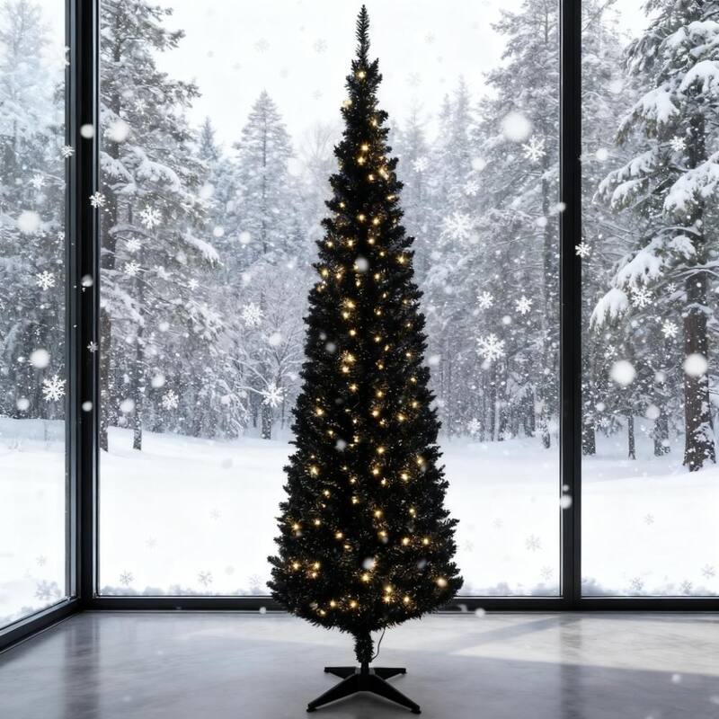 Black 6FT Pencil Christmas Tree - Black