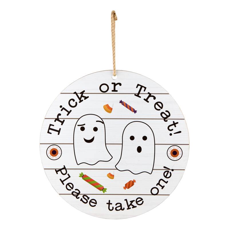 National Tree Company 11" Halloween Hanging Sign, Double Sided "Trick or Treat" and "Out of Candy" - 11 in