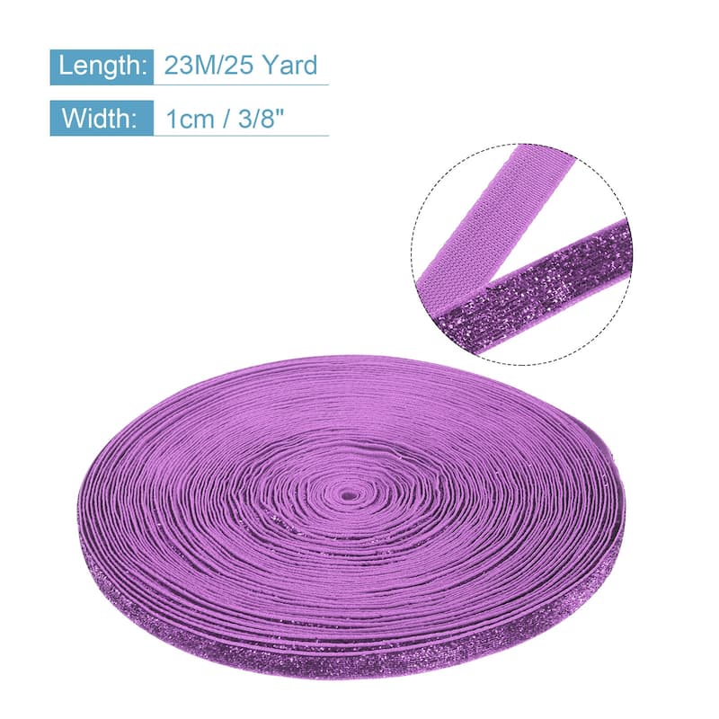 Metallic Glitter Velvet Ribbon 3/8 "x 25 Yard for Gift Wrapping - Purple