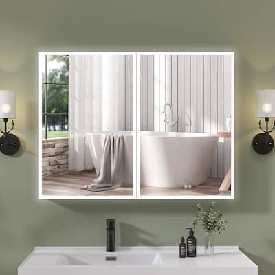 40'' W 30'' H Recessed Frameless Medicine Cabinet Mirror 6 Adjustable