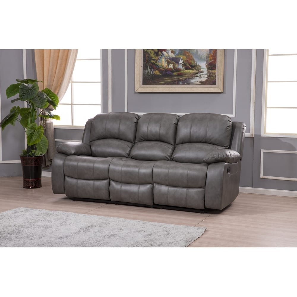 Betsy Furniture Bonded Leather Manual Rclining 3-seat Sofa Couch 8018