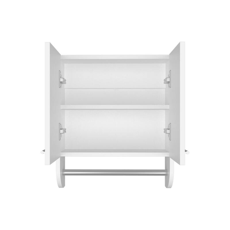 Space-Saving Wall-Mounted Medicine Cabinet with 2 Shelves and 2 Doors, White Finish, Compact Design