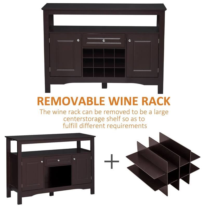 Sideboard Buffet Cabinet with Drawer and 12-Bottle Wine Rack