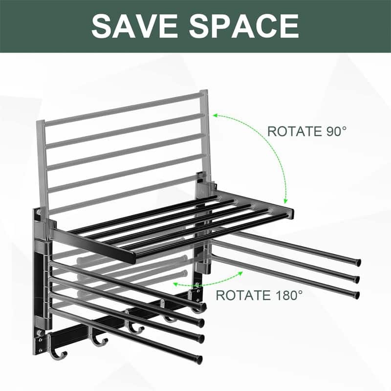 Clothes Drying Rack Wall Mounted - 13.2"D x 15.7"W x 11.5"H