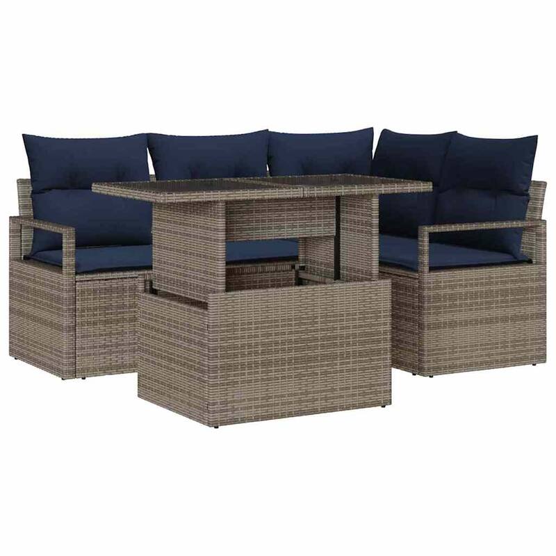 vidaXL 5 Piece Garden Sofa Set with Cushions - 69.7×48×27.2