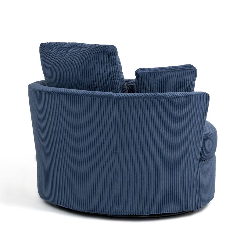 41" W Oversized Accent Barrel Swivel Chair with Moon Storage Ottoman