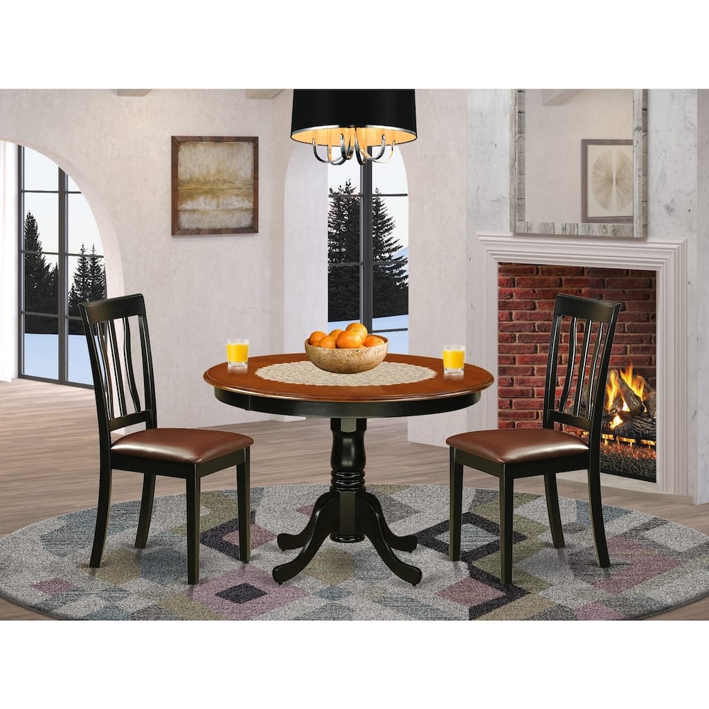 3-Piece Black and Cherry Finish Solid Wood Top - Dining Room Set - Seats 4