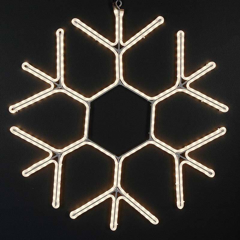 Christmas Snowflake Incandescent Rope Light Sculpture, Frosted White - String Lights - White