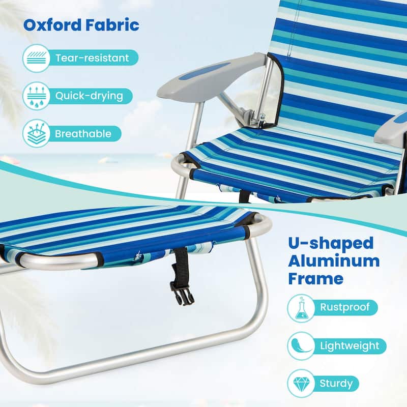 Costway 1/2 PCS Folding Beach Chair for Adults Lightweight Aluminum
