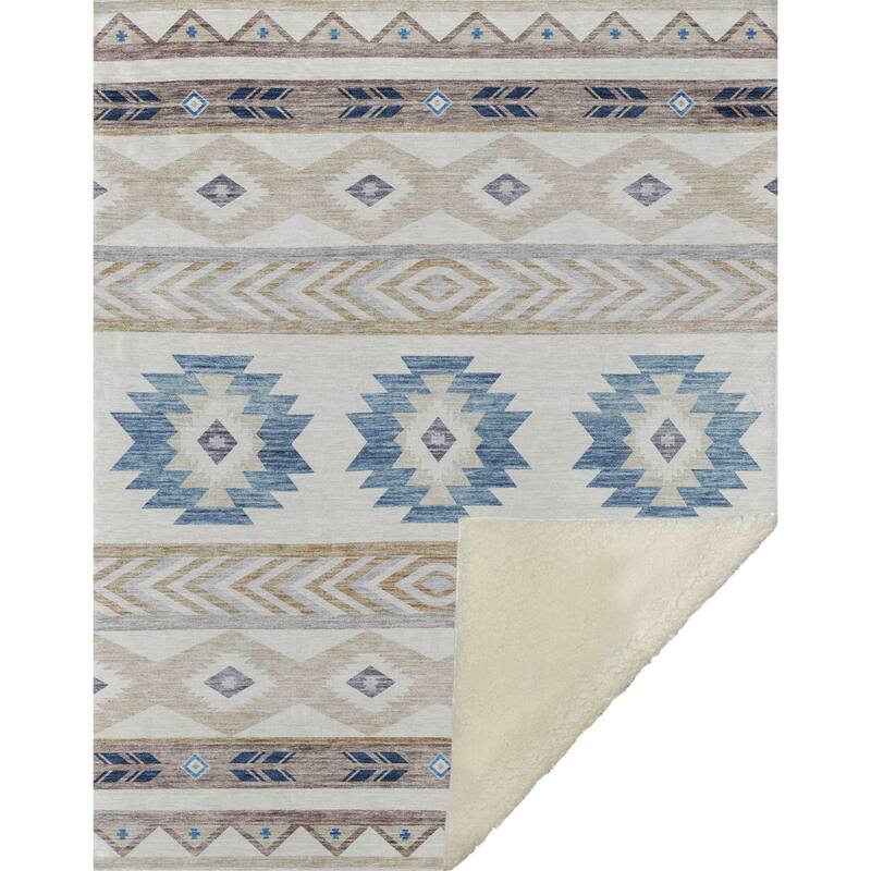 Premium Machine Washable ASB178 Southwest Tribal Sherpa Throw Blanket