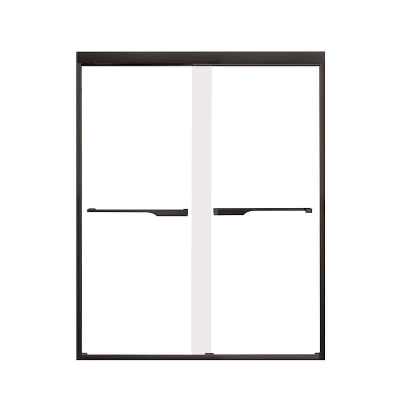 Frederick 59 in. W x 76 in. H Sliding Semi-Frameless Shower Door in Brushed Nickel with Clear Glass - 60 x 76 - 60 x 76